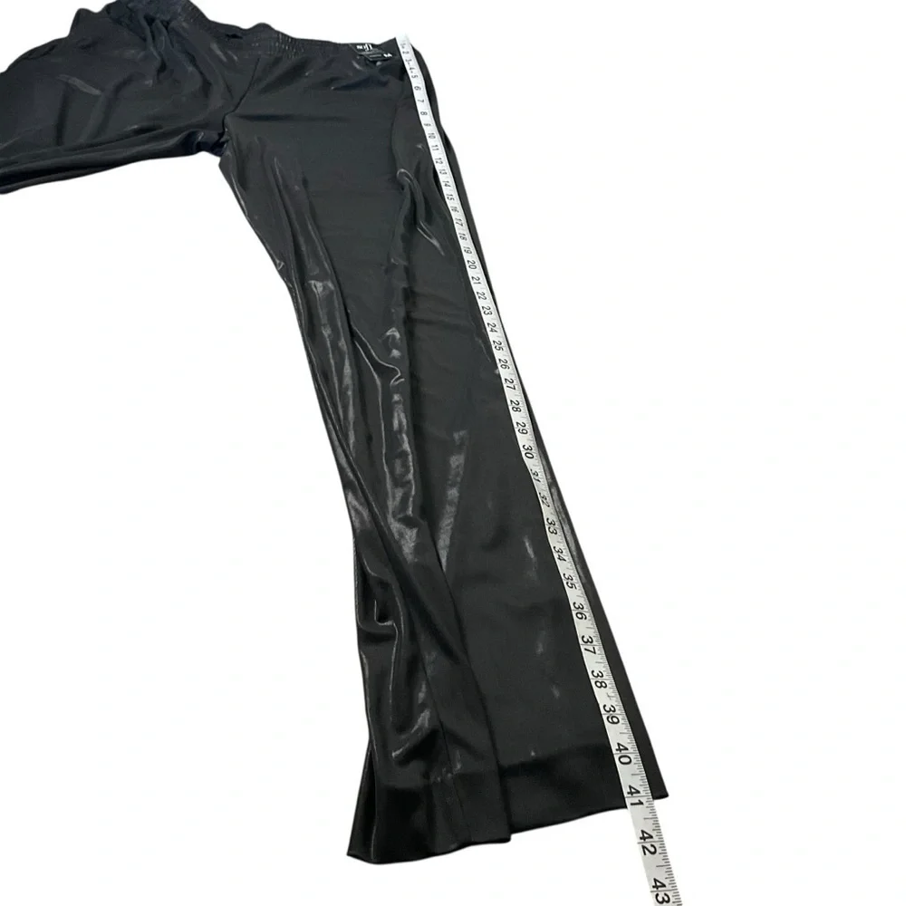 NY&C Black Shiny Soft Pants Straight Leg Stretch Size M NWT - Picture 8 of 10